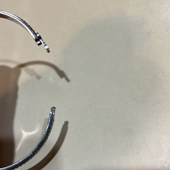 Thin H-Shaped CZ Bangle 316L see inside stamp slip on style hinge to open - Picture 7 of 7